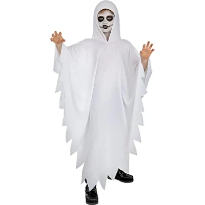 Image of Funidelia Ghost Costume for boys and girls Horror, Halloween kids accessory fancy dress &amp; props Halloween, carnival parties Size 3 6 years White