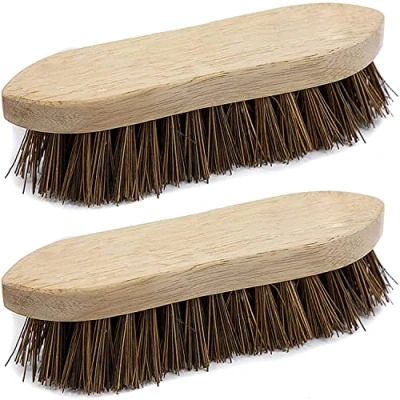 Image of EDS Scrubbing Brush Stiff Bristles Floor Heavy Duty for cleaning Floors Indoor Outdoor Natural Bassine (PACK OF 2)
