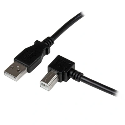 Image of StarTech.com USBAB2MR 2 m USB 2.0 A to Right Angle B Cable Cord, Printer Cable, 1x (M), Black