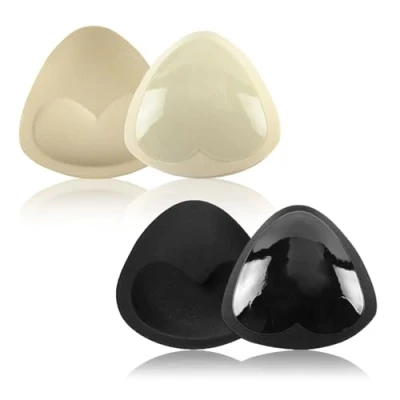 Image of UILYNIU 2 Pairs Bra Pads, Self Adhesive Pad, Removable Push Up Sports Bra, Inserts Women&#039;s Triangle Enhancer Breast Pad for Bikini Top Swimsuit (Black, Beige)