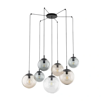 Image of TK Lighting Esme pendant light, glass, multicoloured, 7 bulb, decentralised