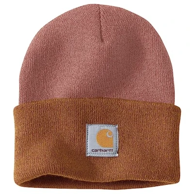 Image of Carhartt Mens Knit Cuffed Tow Tone Winter Beanie Cameo Brown