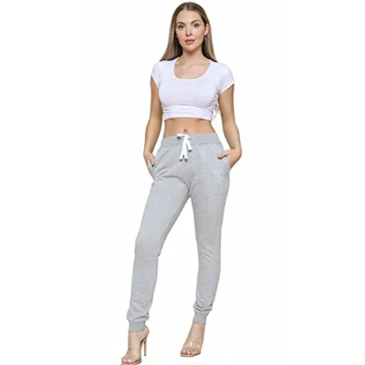 Image of GW CLASSY OUTFIT Women&#039;s Activewear Ladies Fleece Trousers Casual Jogging Joggers Tracksuit Bottoms Slim Fit Women Sports Gym (S, H Grey Trouser)