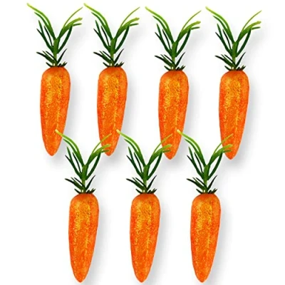 Image of AKH® Easter Bonnet Carrot Pack of 7 Glitter Mini Carrots Bunny Hunt Egg Accessories Craft Decoration Kids Hat Art