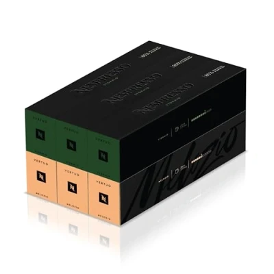 Image of Nespresso Vertuo Coffee Pods, 60 Mixed Pack 30 Melozio and Stormio Capsules for Machines. Make Espressos, Cappuccino, Lattes Iced at home. Recyclable Pods