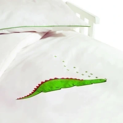 Image of Saplings White Dino Cot/Junior Bed Duvet Cover &amp; Pillow Case Set