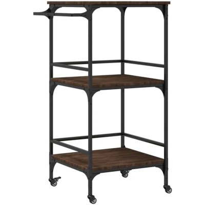Image of vidaXL Kitchen Trolley Brown Oak 60.5x50x105 cm Engineered Wood