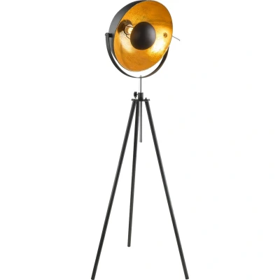 Image of Globo Tripod floor lamp Lenn, black and gold