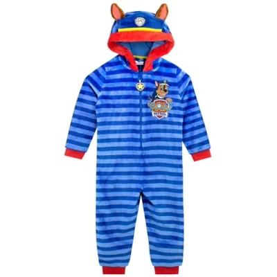 Image of Paw Patrol Onesie For Boys Chase Kids Fleece Pyjamas Blue 6 7 Years