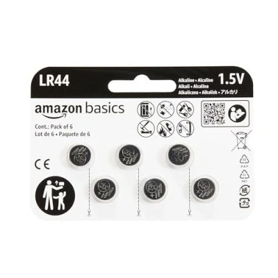 Image of Amazon Basics LR44 Alkaline Button Coin Cell Batteries, Pack of 6