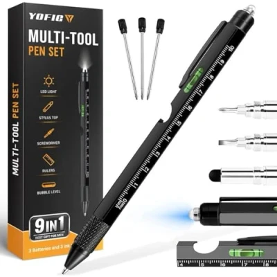 Image of YOFIG Gifts for Men, 9 in 1 Multi Tool Pen Gadgets Mens Christmas, Stocking Fillers Secret Santa Dad, Christmas Men Who Have Everything