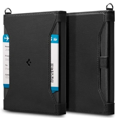 Image of Spigen Passport Holder Travel Wallet, Cover with RFID Signal Blocking Compatible Most Sizes Black