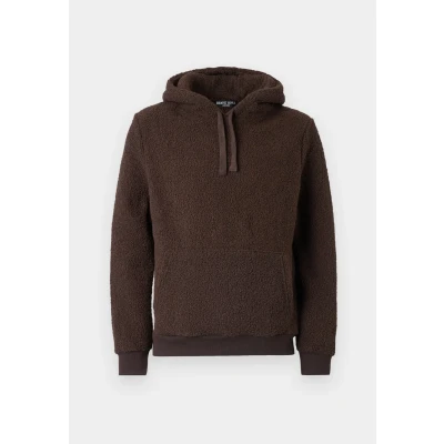 Image of Brave Soul Mens Fleece Hoodie Long Sleeve Pullover Sweatshirt Brown Size Medium