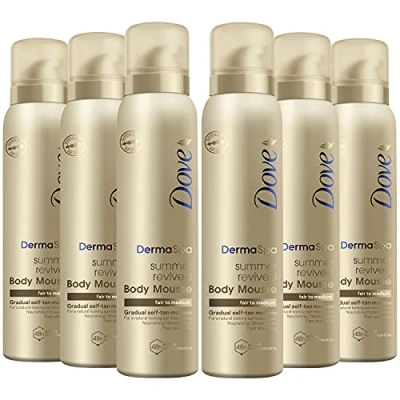 Image of 6 Pack of Dove DermaSpa Summer Revived 48 hours Active Moisturisation Fair to Medium Body Mousse 150ml