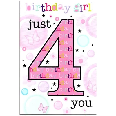 Image of Birthday Card for Four (4) Year Old Girl Free 1st Class Post (UK)