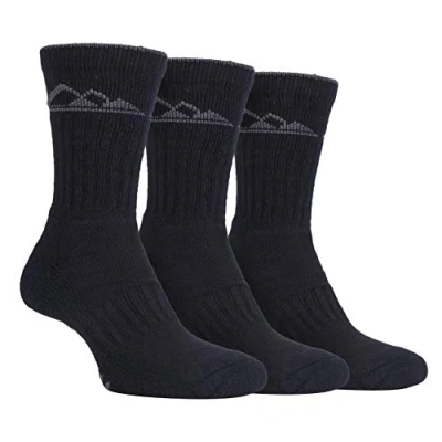 Image of Storm Bloc 3 Pairs Mens Heavy Cushioned Summer Breathable Comfort Outdoor Cotton Rich Hiking Socks (6 11 uk, SBMS030BLK)