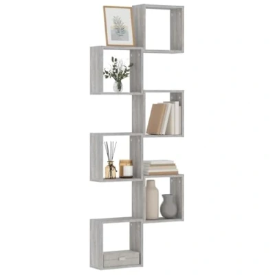 Image of vidaXL Grey Sonoma Wall Cube Shelves 6 pcs Floating Engineered Wood Storage Units Modern Home and Office Display 30x15x30 cm