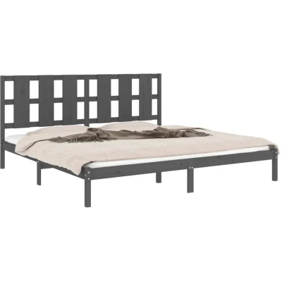 Image of vidaXL 3100611 Bed Frame without Mattress Grey Solid Wood 200x200 cm (810039+814116)