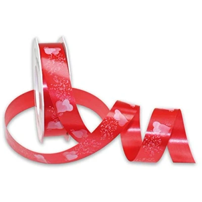 Image of Präsent Honeymoon Curling Ribbon Red White 25 mm Width, 50 m Length