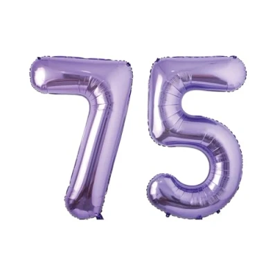 Image of Purple Number 75 Foil Balloon, 101cm