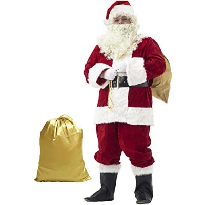Image of Ahititi Santa Claus Costume Deluxe Adult 10 Pieces L Red
