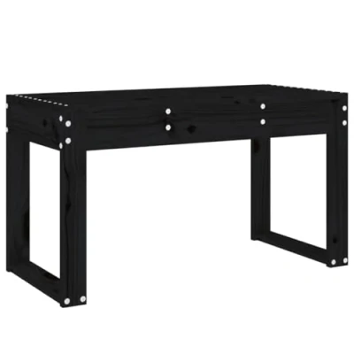 Image of vidaXL Solid Pine Wood Garden Bench in Black Rustic Style Outdoor Seating for Patio, Backyard, or Porch Easy to Assemble, 80x38x45 cm