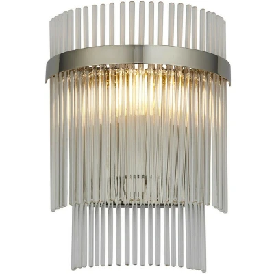 Image of Marietta Glass Shade Wall Lamp Bright Nickel