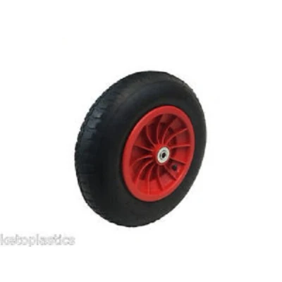 Image of 14&quot; REPLACEMENT PNEUMATIC WHEELBARROW WHEEL CHOOSE YOUR BORE/BEARINGS SIZE 3.50/4.00 8 (16MM ROLLER BEARINGS)