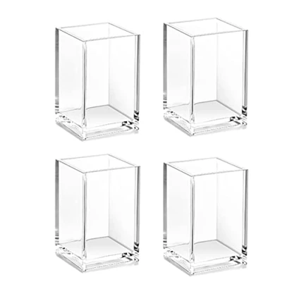 Image of YYing Acrylic Pen Holder Clear Desktop Pencil Cup Stationery Organizer for Office Desk Makeup Brush (4)