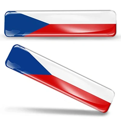 Image of Biomar Labs® 2 x 3D Gel Silicone Stickers Czech Republic Flag Car Sticker F 4