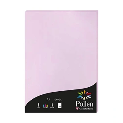Image of Clairefontaine Ref 4252C Pollen Coloured Paper (Pack of 50 Sheets) A4 (210 x 297mm), 120gsm Paper, Inkjet &amp; Laser Printer Compatible, Acid Free Lilac