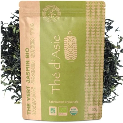 Image of Khla Organic Jasmine Tea 100g Loose Leaf Green Floral &amp; Aromatic Rich in Antioxidants Sleep, Digestion Asian Origin China Herbal Infusion Iced or Hot