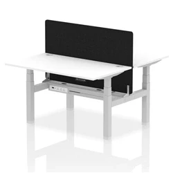 Image of Air B2B 1400x800 Adjustable 2P Bench Desk CP White/Silver + Screen