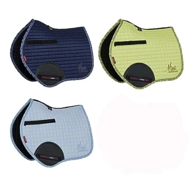 Image of LeMieux Mini Jump Suede Square Saddle Pads for Ponies Breathable &amp; Soft Bamboo Lining Horses Equestrian Riding Equipment and Accessories Indigo