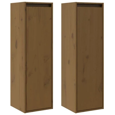 Image of vidaXL Wall Cabinets 2 pcs Honey Brown 30x30x100 cm Solid Pinewood