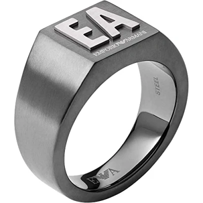 Image of Emporio Armani Ring for Men Essential, Size: 27mm x 25mm 4mm Gunmetal Stainless Steel Ring, EGS2755060