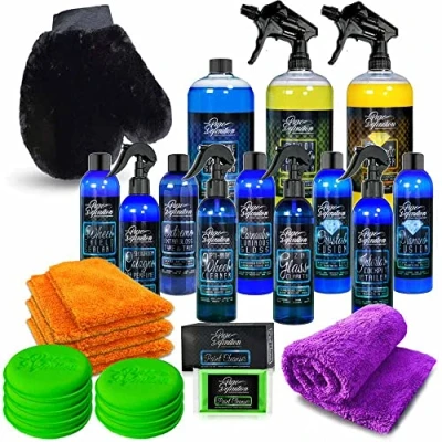 Image of Pure Definition Car Detailing Kit Interior Cleaning Paintwork Polishing Wax Washing Clay Bar Set