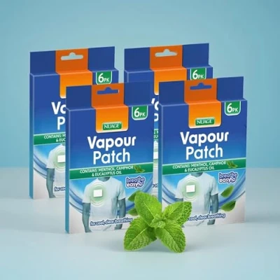 Image of 24 Easy Breath Menthol Vapour Patches Soothing Camphor and Eucalyptus Oil Patch Natural Nasal Congestion Relief for Cold flu Suitable Children Over 3 Years.