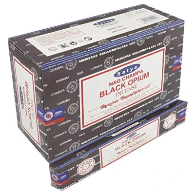 Image of Satya 01347 Black Opium Incense Sticks, 12 Packs x 15g, One Size