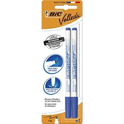 Image of BIC Velleda 1721 Whiteboard Pens Blue, Pack of 2