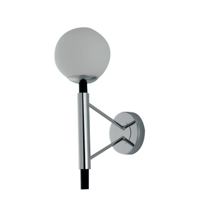 Image of Hammond Globe Wall Lamp, Chrome, Opal, White, E14