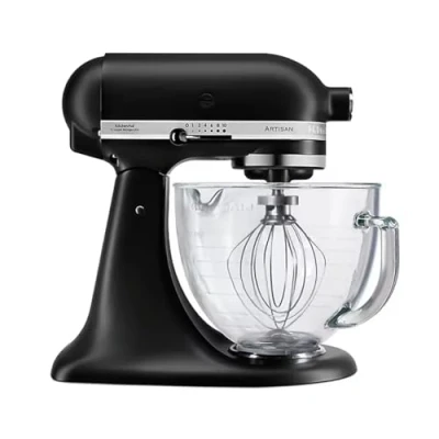 Image of KitchenAid Artisan Mixer 4.8L Matte Black With Glass Bowl (5KSM156BBM)