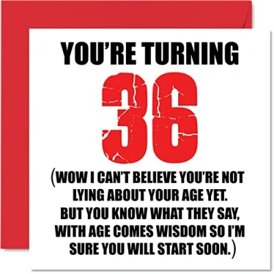 Image of Funny 36th Birthday Cards for Men Woman Start Lying Fun Card Dad Mum Son Daughter Brother Sister Uncle Auntie Cousin, 145mm x Rude Joke Humour Greeting