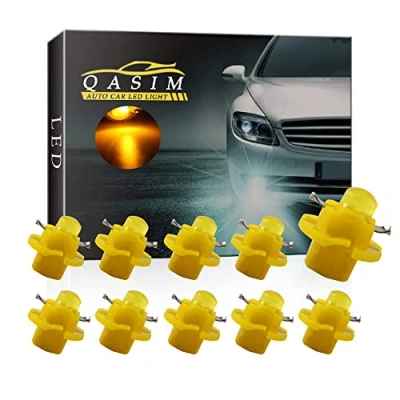 Image of Qasim 10x T5 B8.4D LED Bulbs COB 1SMD Amber for Auto Dashboard Instrument Speedometer Gauge Panel Light DC12V
