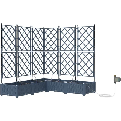 Image of vidaXL Garden Planters with Water Irrigation System 5 pcs Grey