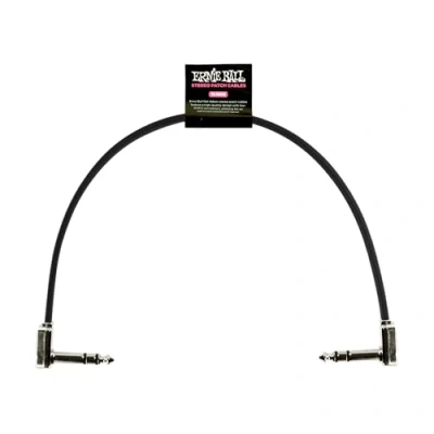 Image of Ernie Ball 12&quot; Single Flat Ribbon Stereo Patch Cable Black
