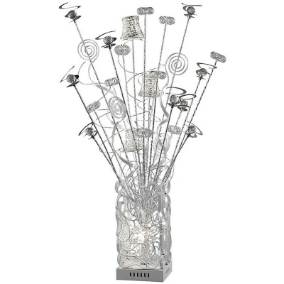 Image of (DH) Koil Table Lamp 4 Light G4 Aluminium/White/Crystal, NOT LED/CFL Compatible