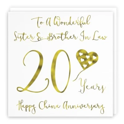 Image of Hunts England Sister And Brother In Law 20th Anniversary Card To A Wonderful &amp; 20 Years Happy China Milano Collection