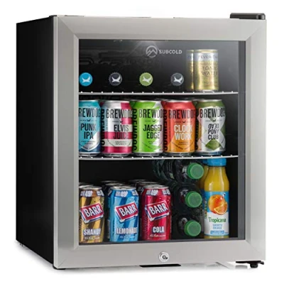 Image of Subcold Super50 LED Mini Fridge 50L Beer, Wine &amp; Drinks Light + Lock and Key Energy Efficient (Stainless Steel)