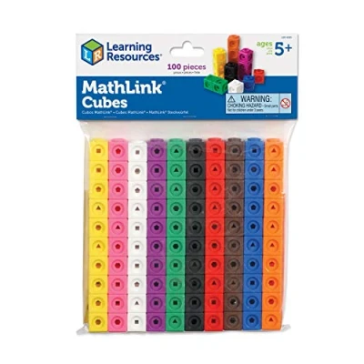 Image of Learning Resources MathLink Cubes (Set of 100) Linking/ Counting Block Set, Early Math Skills, for School &amp; Home Maths Ages 5+